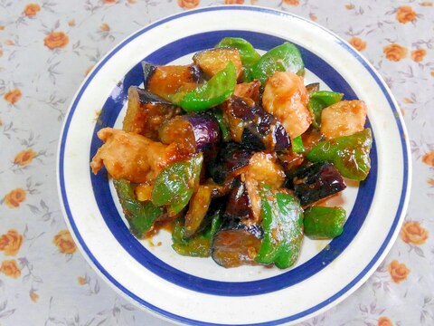 茄子とピーマンと鶏肉の味噌炒め